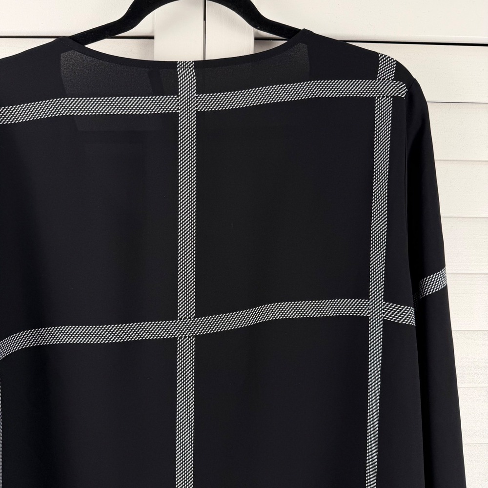 41 Hawthorn Bixby Scoop Neck Blouse Women XL Black Windowpane Plaid NEW - Picture 7 of 15